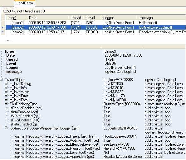 Like for EIF, the Log4Net engine, the configuration file is used to link traces to the library.